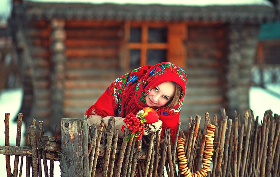 Sexy girl Women in Slavic costumes in Fuzhou